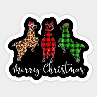 Merry Christmas Leopard Red Green Plaid Llama Sticker